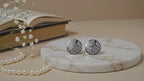 Silver Bloom Cutwork Disc Earrings