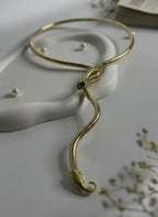 Twist Drop Snake Chain Necklace Gold