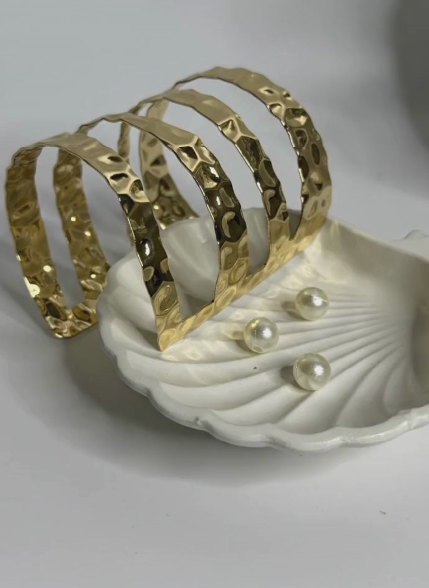 Textured Gold Brass Wide Bracelet