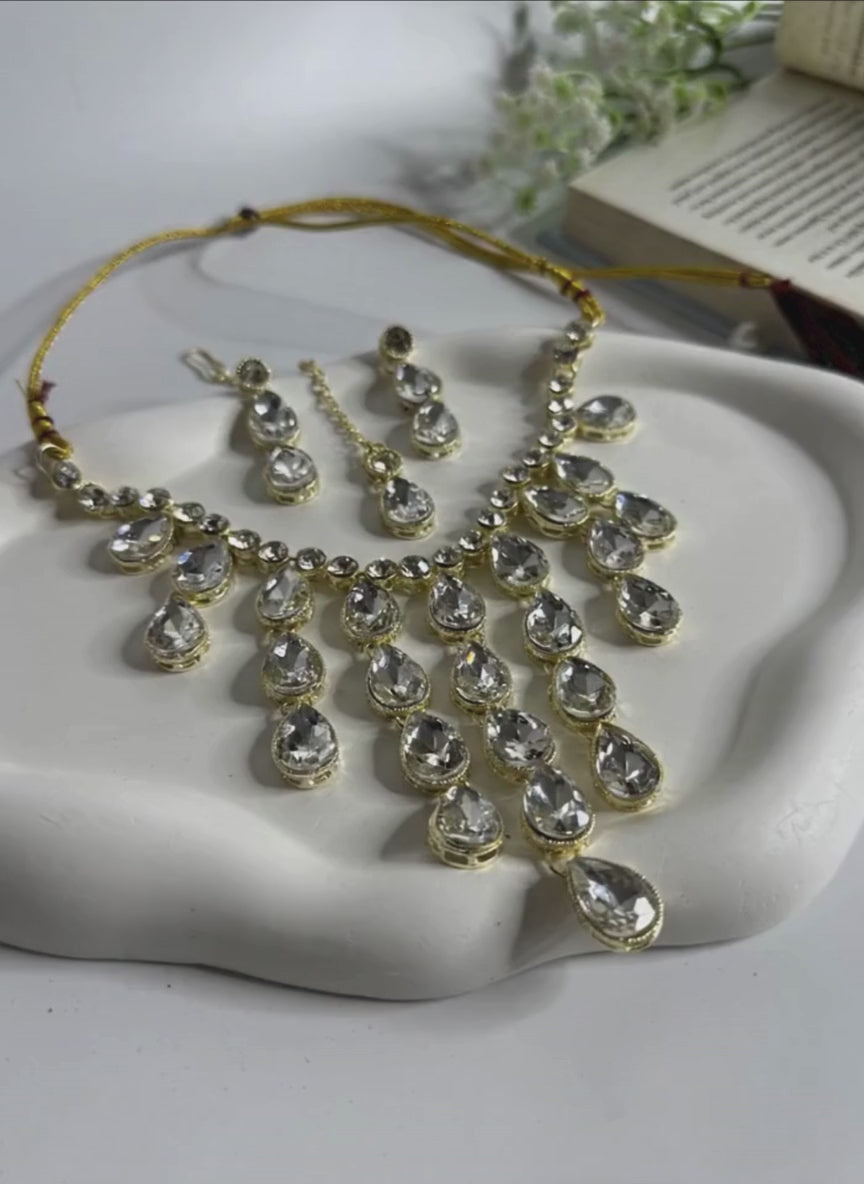 Crystal Drop Necklace Set